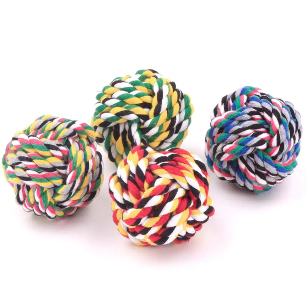 

Dog Chew Cotton Rope Ball Pet Cleaning Teeth Biting Toy Puppy Molar Colorful Braided Balls Pets Oral Care Teething Toys
