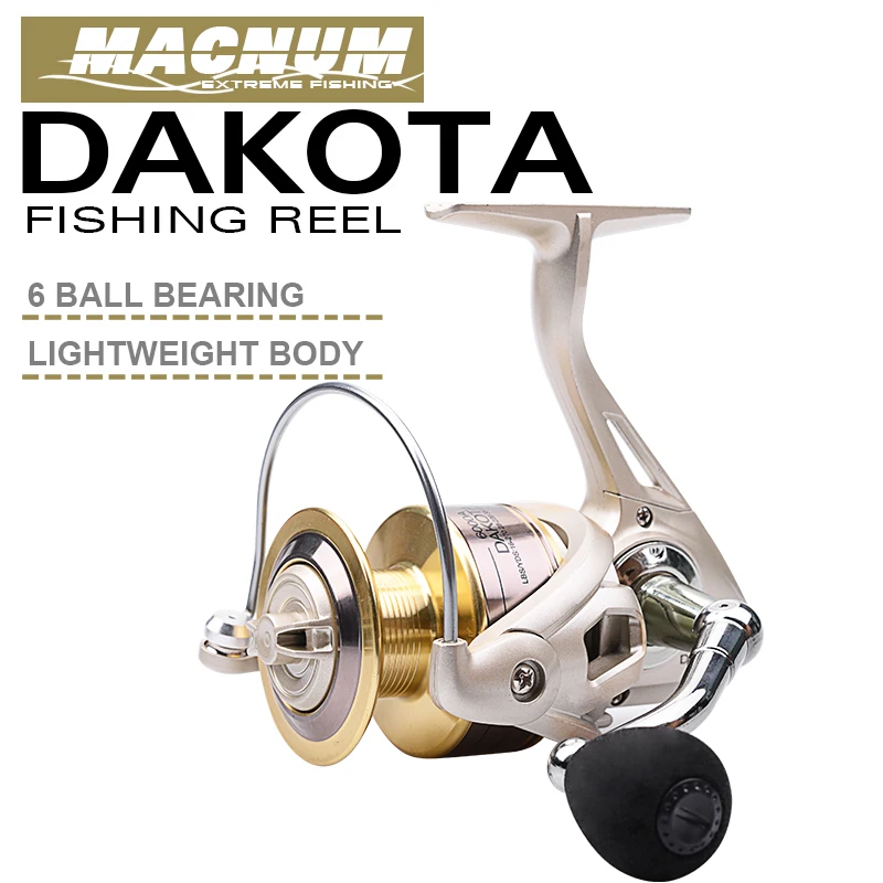 

MACNUM DAKOTA Spinning Fishing Reels 3000/4000/5000/6000 6BB Gear Ratio 4.7:1/5.0:1 Metal Spool Spinning Reel Fishing Wheel