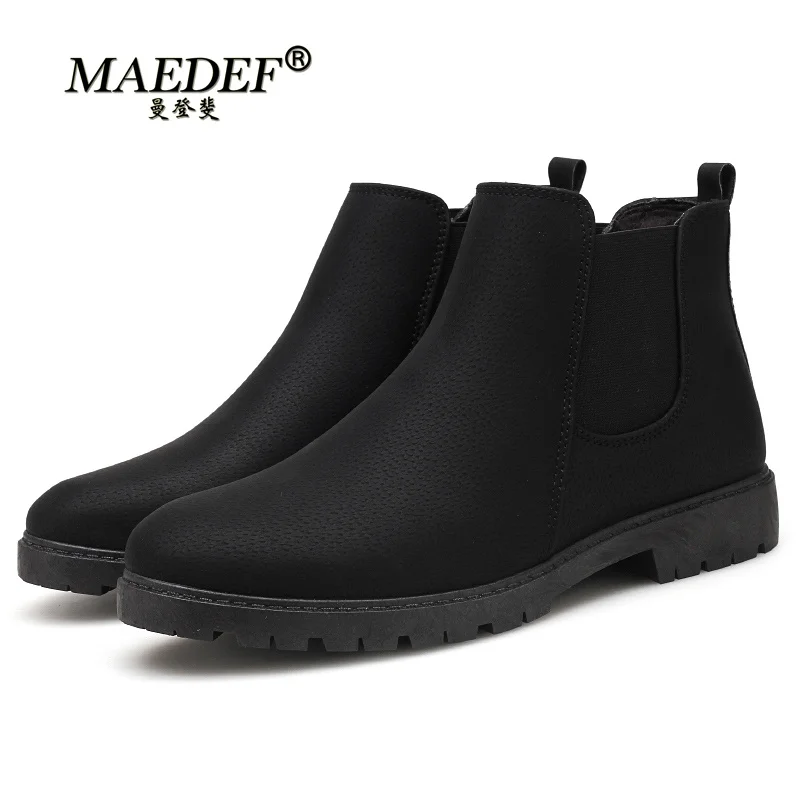 

Ботильоны Brock мужские высокие, кожаные модные водонепроницаемые Нескользящие, короткая плюшевая теплая Повседневная Эластичная обувь, бол...