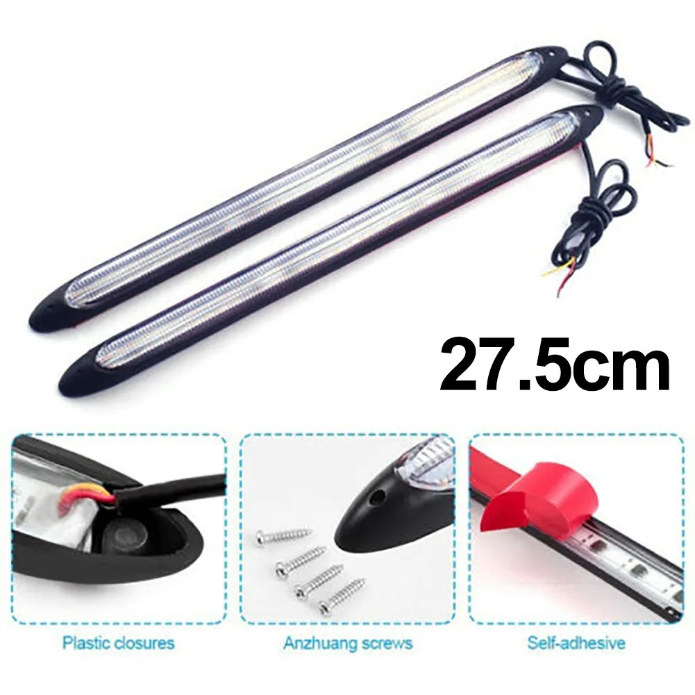 

2Pcs LED Cars DRL Daytime Running Lights Auto Flowing Turn Signal Guide Strip Lamp Car Styling Accessories