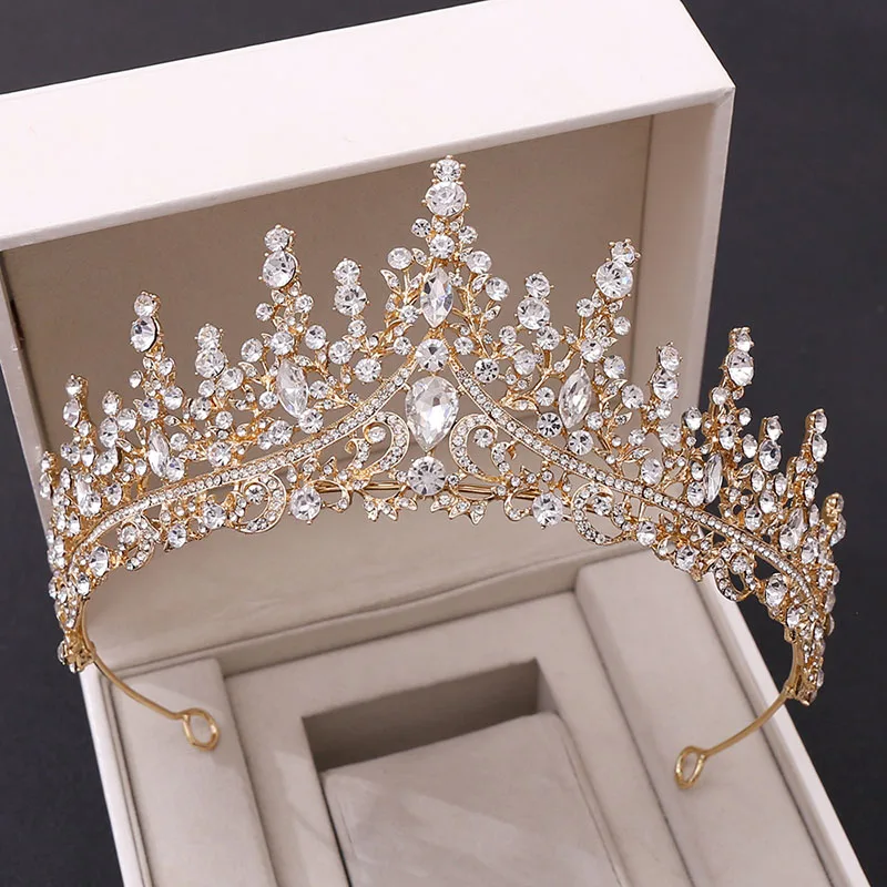 

Bride Headdress Atmosphere Luxurious Crystal Faux Rhinestone Decorative Crown Wedding Banquet Modelling Hair Jewelry LL@17