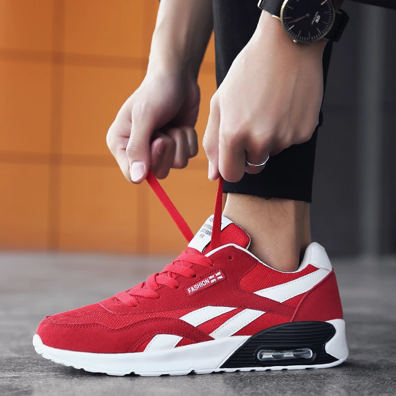 

Big Size Summer Air Cushion Sport Shoes Man Sneakers Men Running Shoes Sneakers for Men Red Training X154