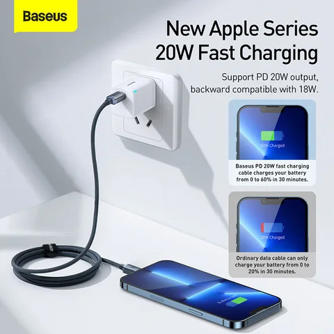 Baseus PD 20 Вт USB-кабель C для iPhone 14 13 12 11 Pro Max XR Мини-кабель для быстрой зарядки типа C для iPad USBC Кабель для передачи данных