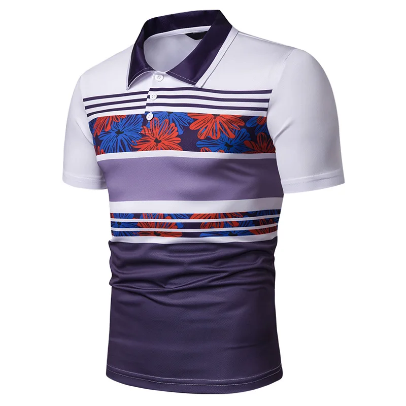 Мужская одежда 2018 мода короткий рукав Контрастная Полоса Тонкая Повседневная