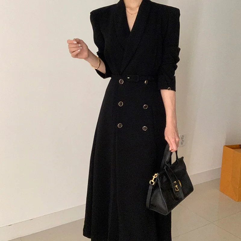 

2020 Autumn New Korean Slim Suit Women Jacket Fashion Double-Breasted High Quality Trench Coat A-Line Solid Office Lady Jackets