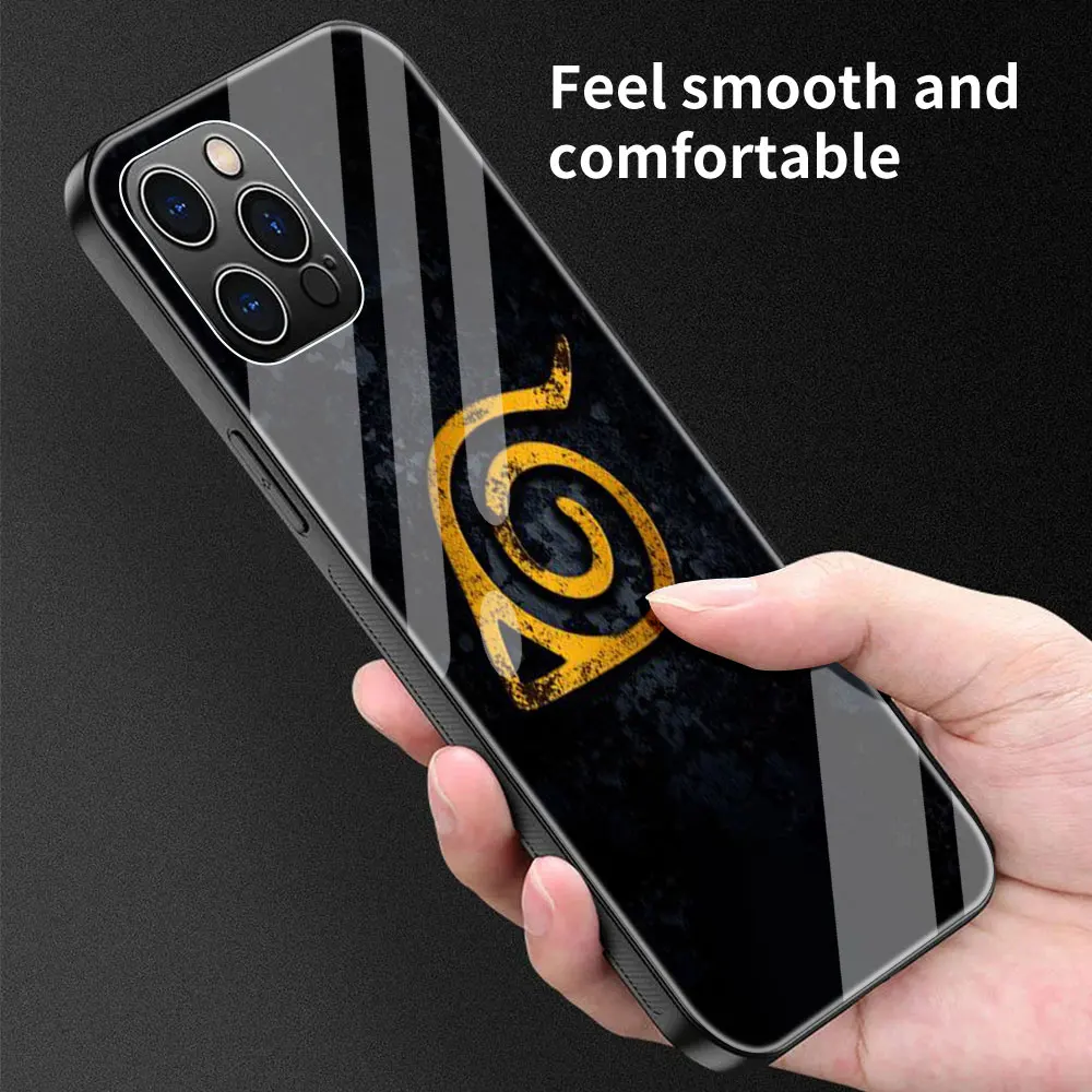 

Phone Case for Apple iPhone12 11 Pro MAX 8 7 Tempered Glass XS XR X MAX SE 2020 12 Mini Coque Shell Naruto LOGO