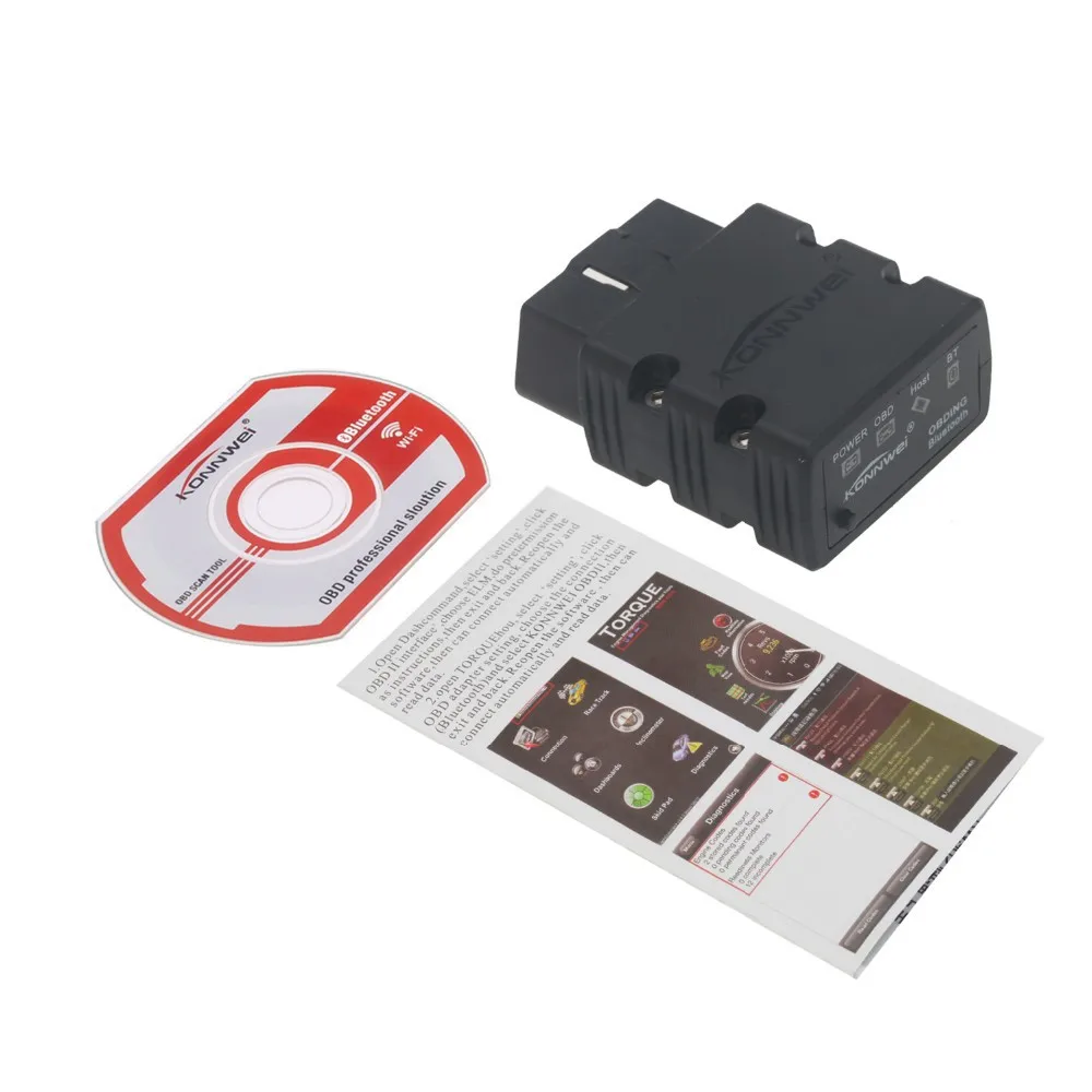Диагностический Автомобильный сканер Konnwei KW902 ELM327 V1.5 Bluetooth/Wifi OBD2 CAN BUS работает на