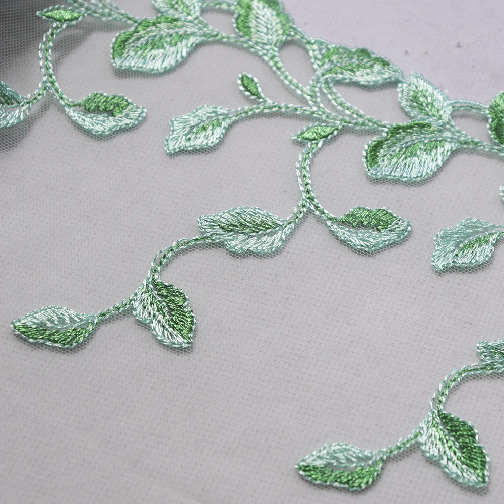 Сетчатая Ткань для шитья сетчатая ткань с вышитыми зелеными листьями аксессуары