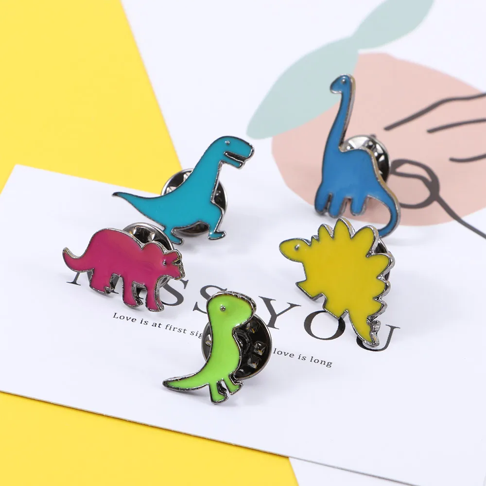 Красочная мультяшная маленькая брошь с динозавром эмаль Милые Броши В Форме