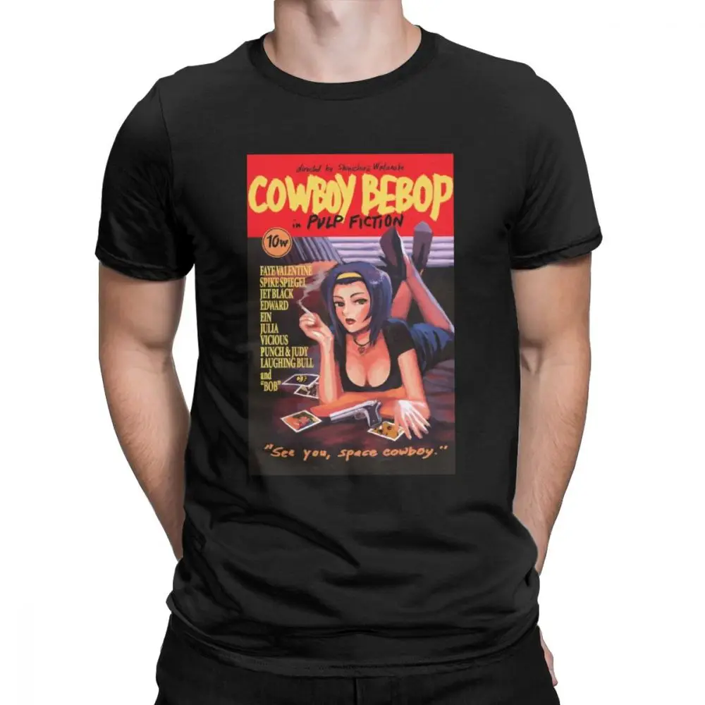 

Cowboy Bebop T-Shirts For Men Faye Valentine Pulp Fiction Short Sleeve Leisure Tee Shirt O-Neck Cotton Clothes Summer T Shirt