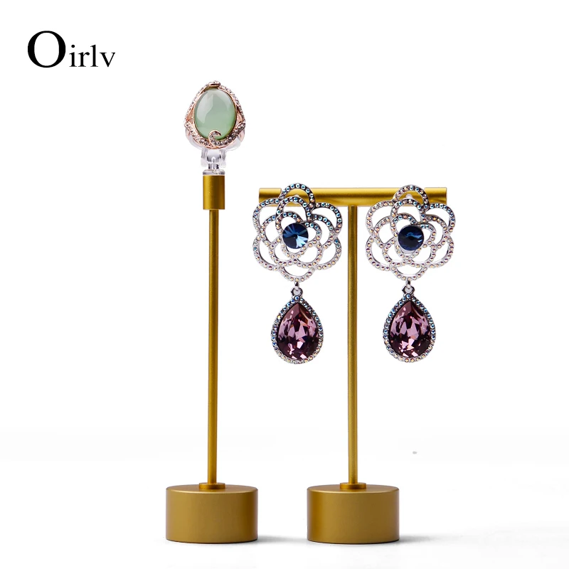 Oirlv Metal Earring Display T Shape Dangle Earring Support Jewelry Ring Rack Display Organizer Showcase