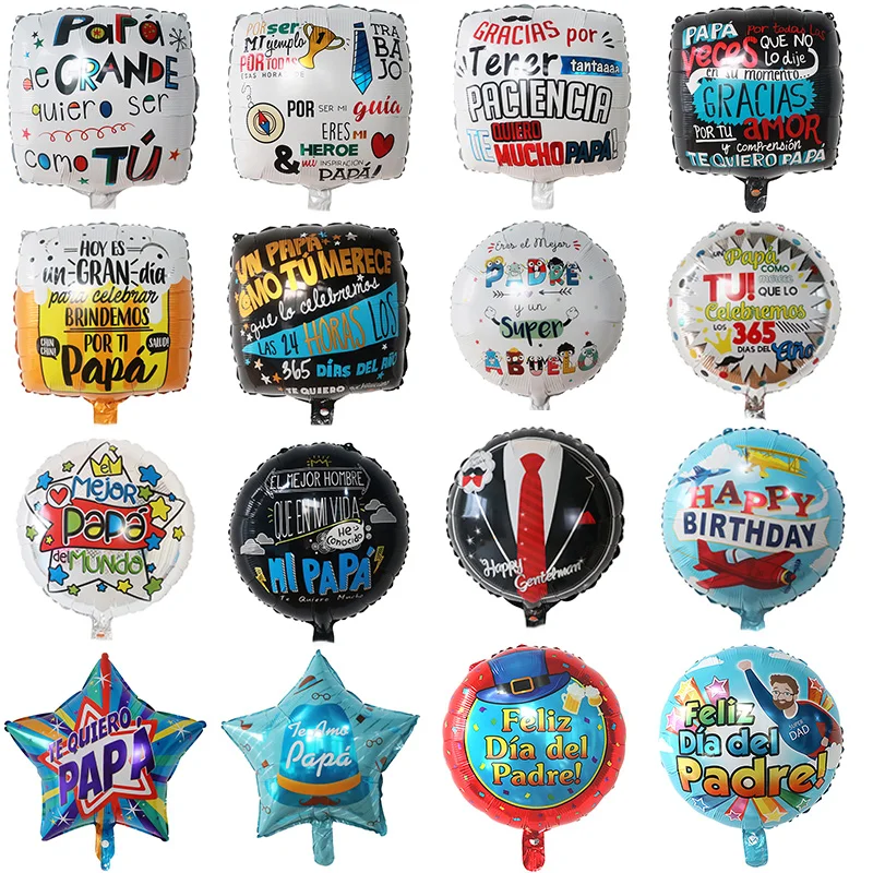 

10Pcs 18Inch Spanish Happy Father's Day Helium Balloon Feliz Dia Super Papa Foil Balloons Father Party Decoration Baloes Globos