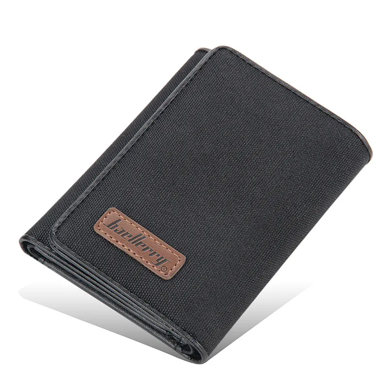 Men's short style, multi-card position buckle wallet, youth vertical canvas wallet