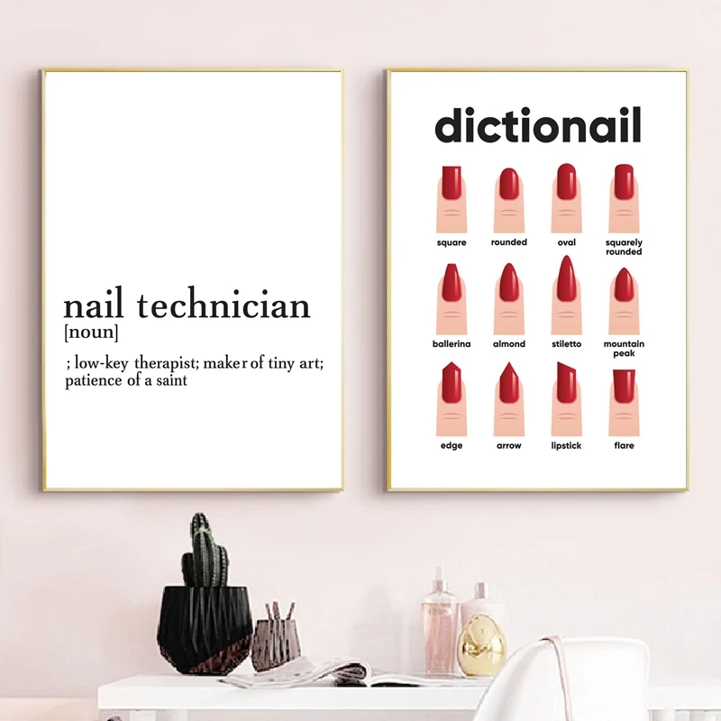 

Nail Manicure Print Gift for Her Nail Shapes Makeup Poster nail technician Definition Beauty Salon Decor Fashion Canvas Painting