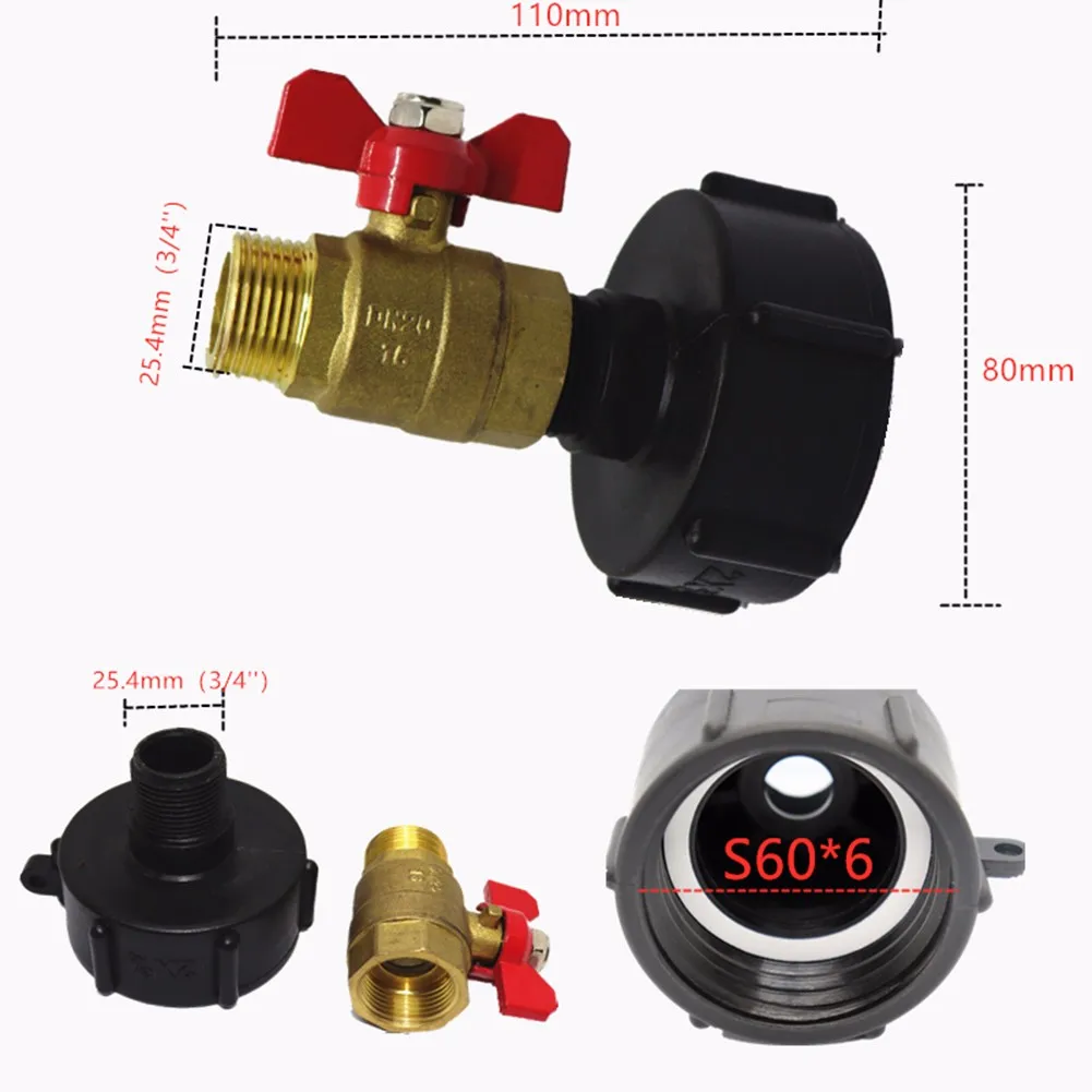 

1* Water Tank Adapter 11cm X 8cm 25.4 Mm Output Copper And PE Inlet 8 Cm