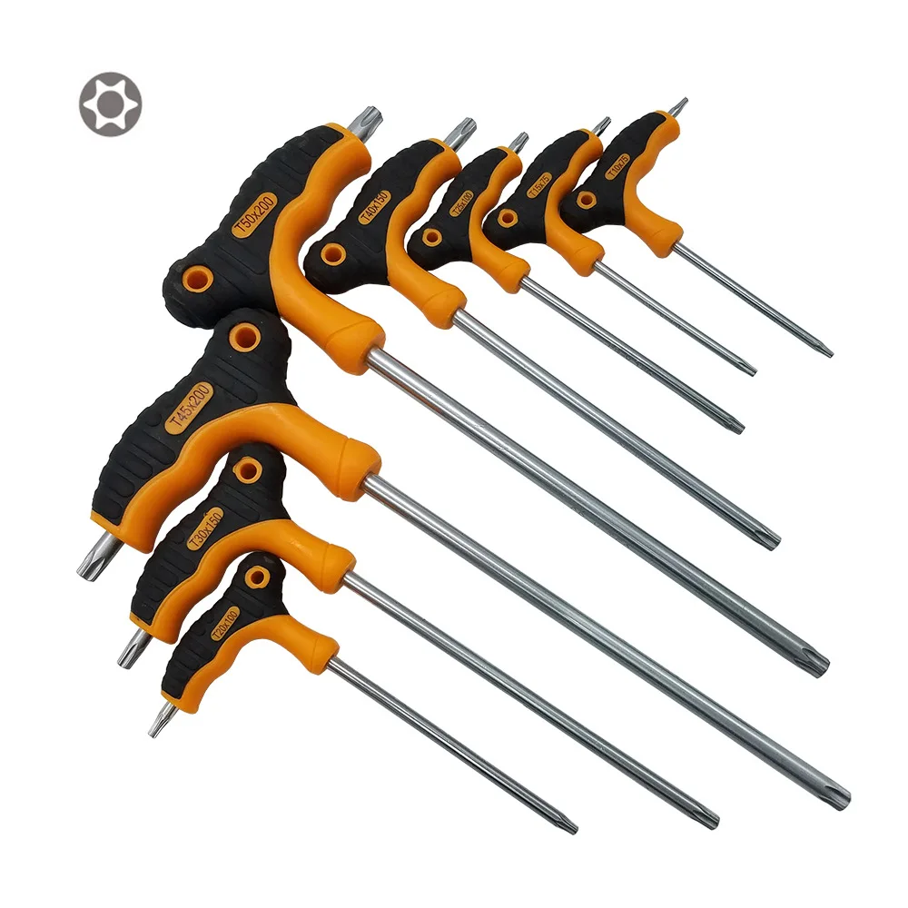 8 pc orange 8pc T Handle Torx Star Key Wrench Set Torx Driver Screwdriver Set Bike Bicycle Tool S2 T10 T15 T20 T25 T27 T30 T40 T45 T50 - Цвет: 8 pc orange