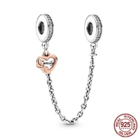 2021 new silver color heart safety chain charms fit original braceletbangle making fashion diy jewelry for women gift