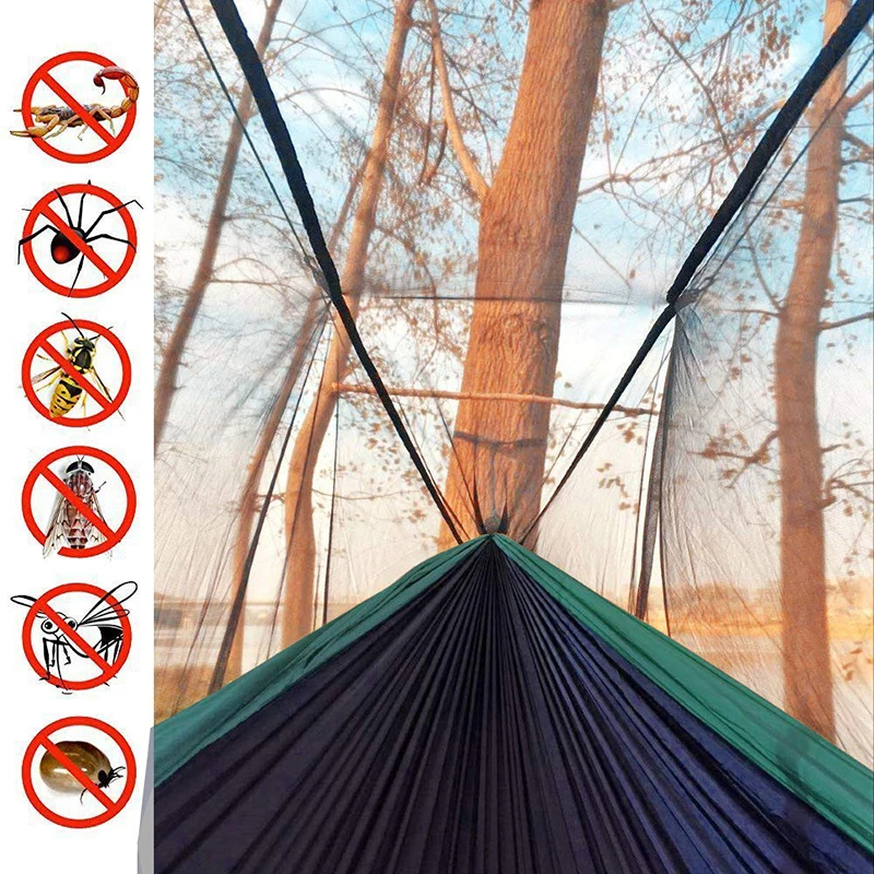 Одиночный и двойной гамак для кемпинга с москитной сеткой портативный уличный