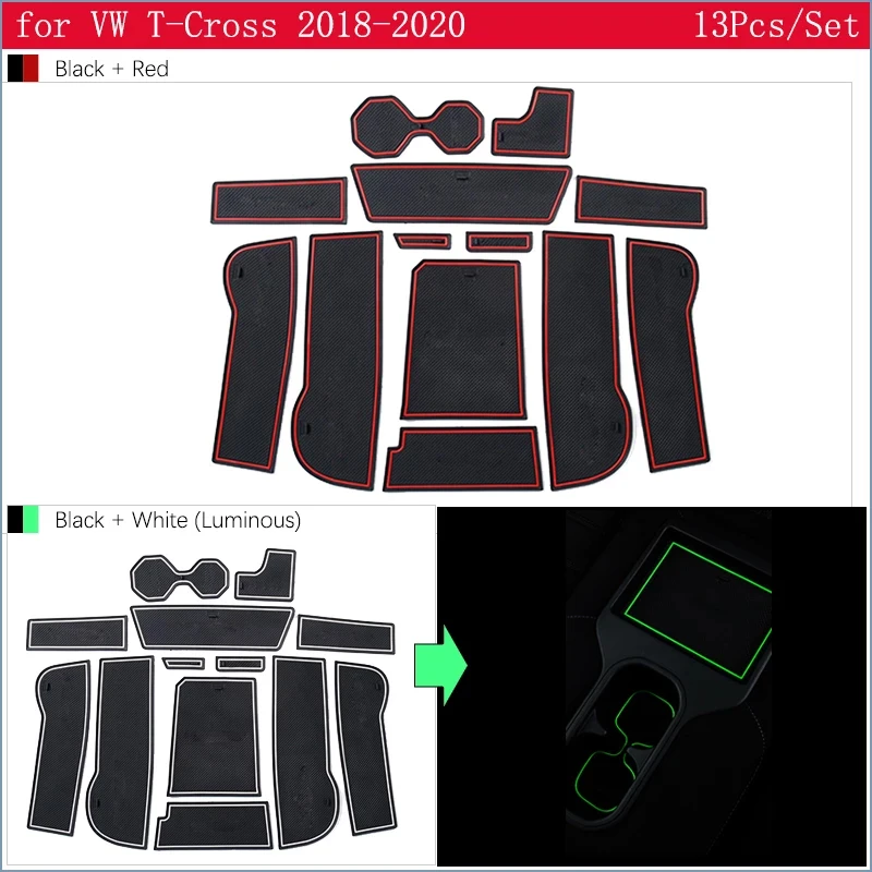 for VW Volkswagen T-Cross 2018 2019 2020 Rubber Anti-slip Mat Door Groove Cup Pad Gate Slot Coaster Accessories Phone Cushion |
