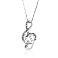 black awn silver color jewelry musical note necklace for women love song series fashion jewelry k058