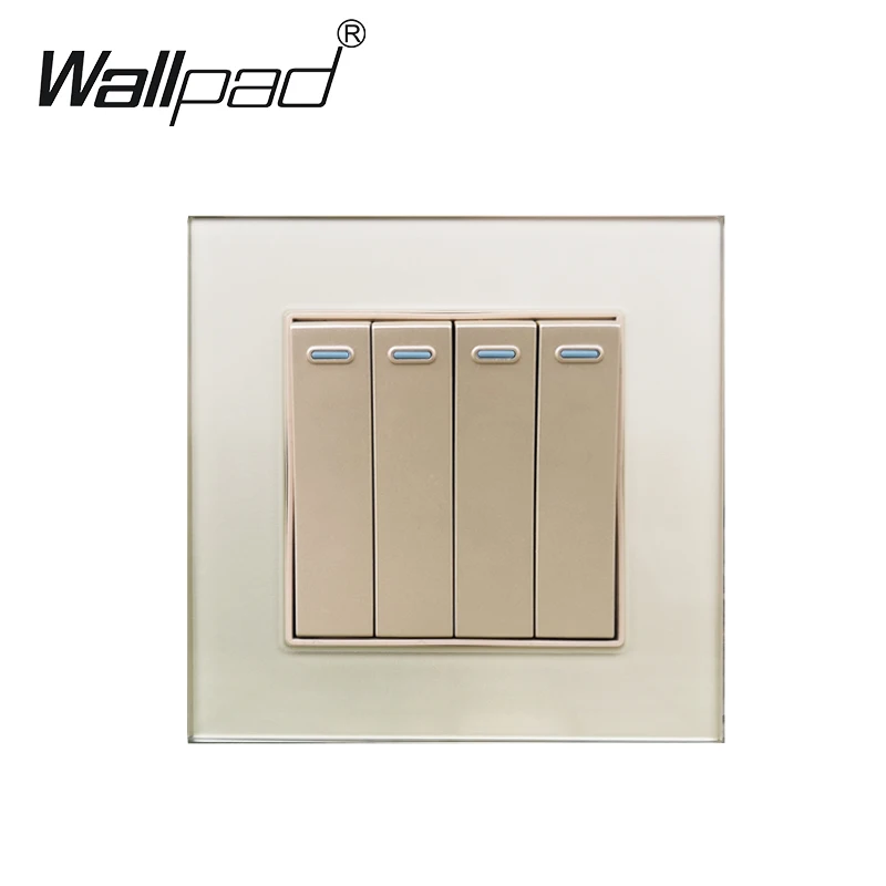 4 Gang 2 позиционный переключатель Wallpad с украшением в виде кристаллов Стекло Панель