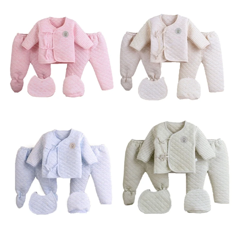 

5Pcs/set Newborn Baby Cotton Clothes Set Infant Baby Girls Boys Warm Thickening Underwear Suit Toddler Outfit for Newborn Gifts
