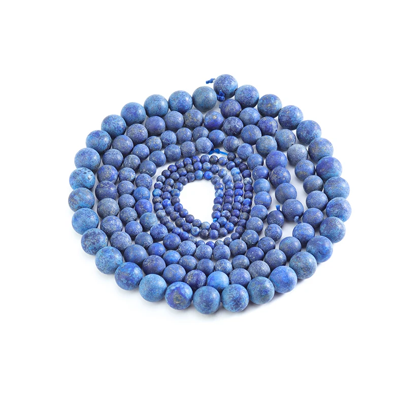 

Fostfo 4/6/8/10/12mm Matt Frosted Lapis Lazuli Bead Natural Stone Round Spacer Gem Bead Suitable For Diy Bracelet Jewelry Making