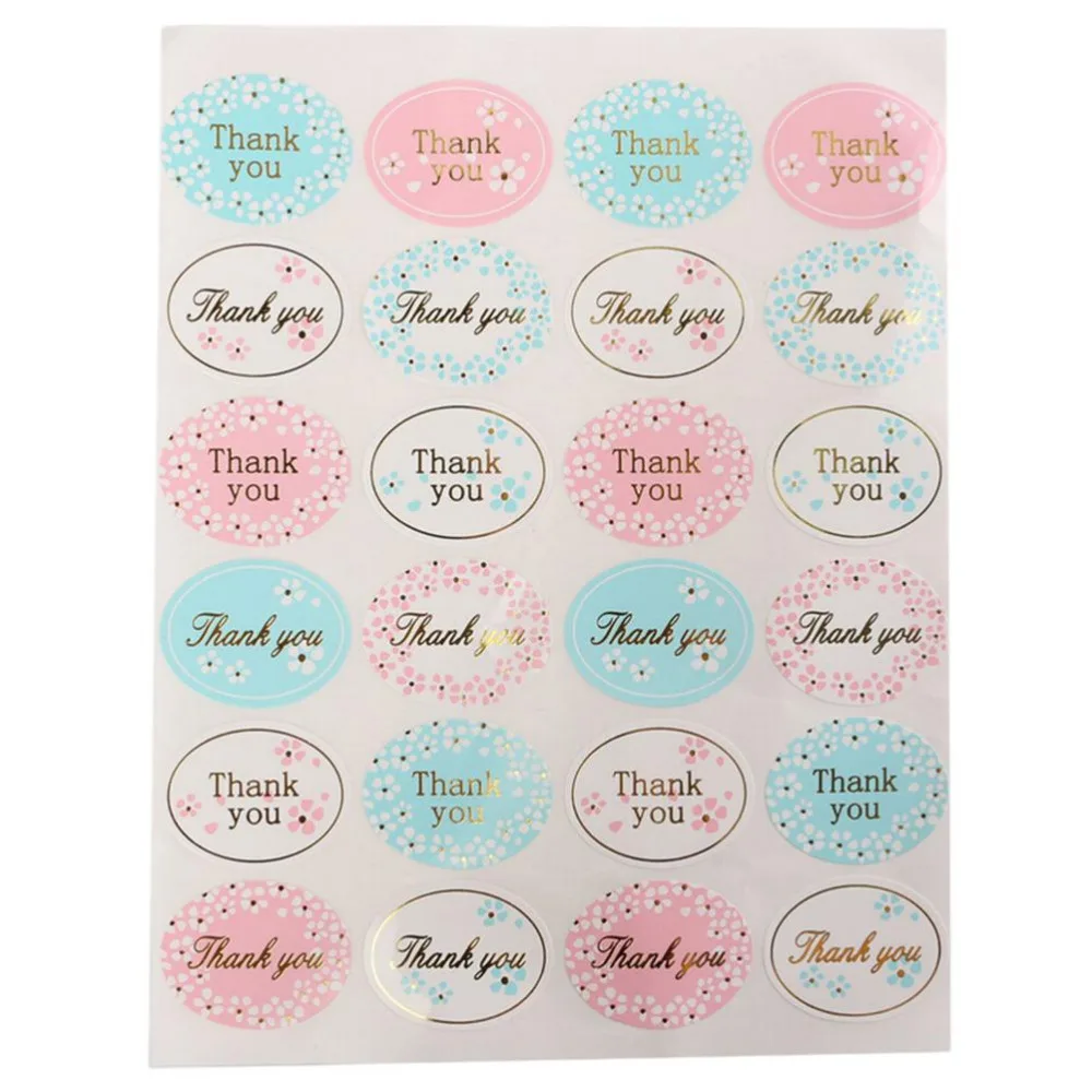 

24 Pattern/sheet Pink THANK YOU Design Sticker Labels Food Seals Gift Stickers for Wedding Diary Scrabooking Stationery School