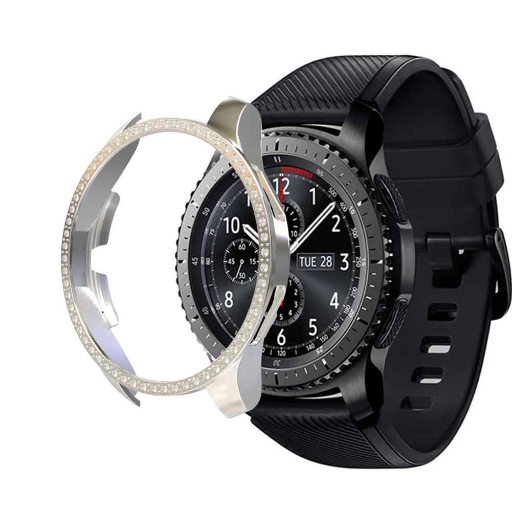 SILVER Чехол gear S3 для samsung Galaxy Watch 46 мм 42 мм крышка S3 Frontier Смарт-часы Алмазный защитный чехол - Цвет: SILVER