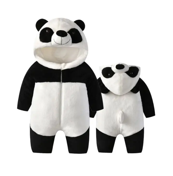 Детский утепленный комбинезон унисекс с пандой для малышей на весну и осень