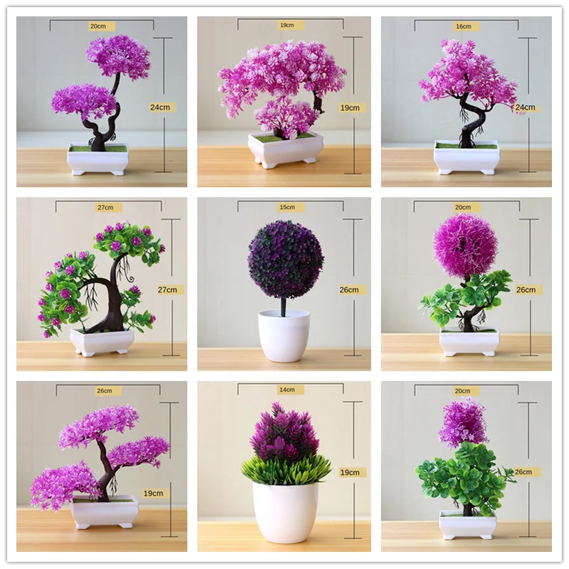 

Multi Style Artificial Plants Bonsai Small Tree Plants Bonsai Fake Flowers Potted Ornaments Home Party Garden Decor Accessories