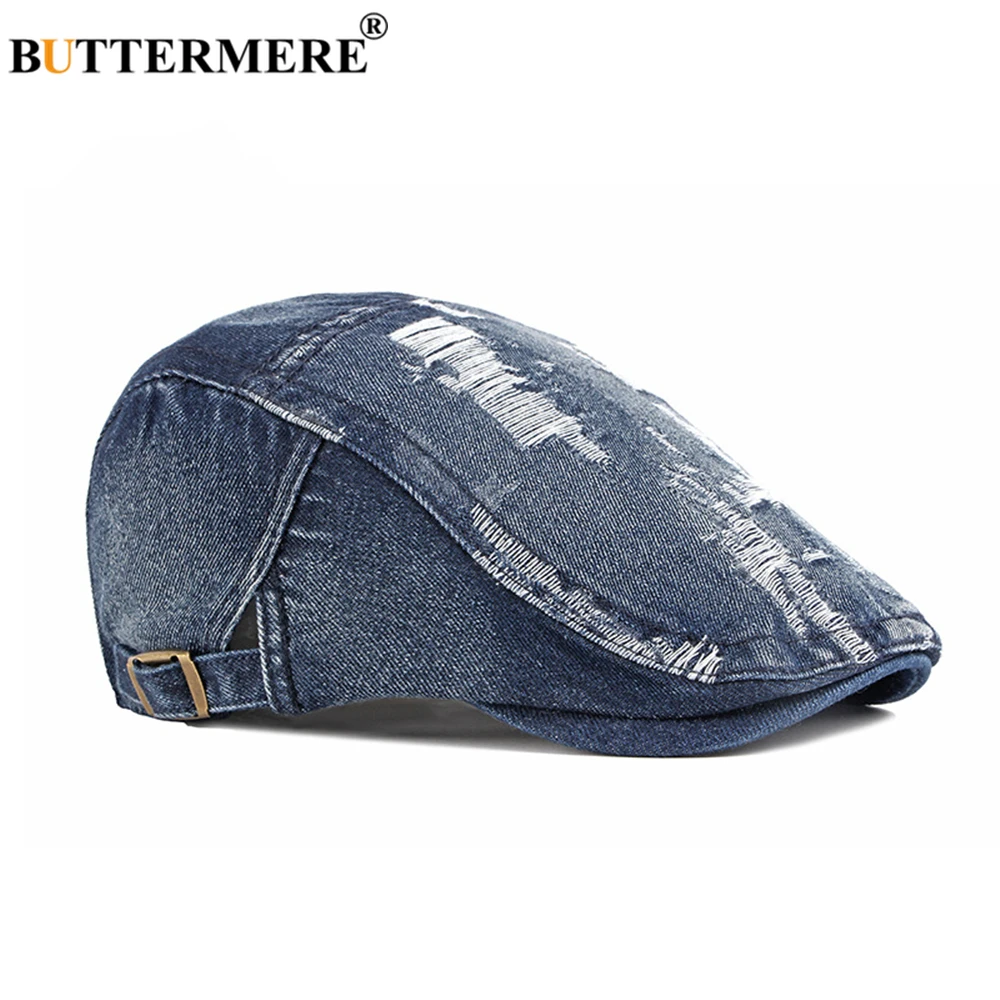 BUTTERMERE Men Ivy Caps Denim Light Blue Mens Berets British Style Male Cabbie Cap Spring Summer 2021 Brand New Driver Ivy Hat