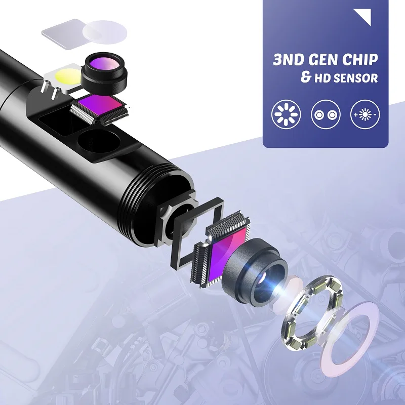 

8mm Inspection endoscope camera dual lens HD1080P 4.3 inch screen IP67 waterproof industrial endoscope LED light 2600mAh battery