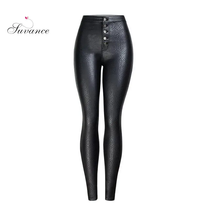 

Suvance Spring Autumn High Steet Black Color Big Size S-3xl High Waist Women Pu Pencil Jeans Jl-hg011