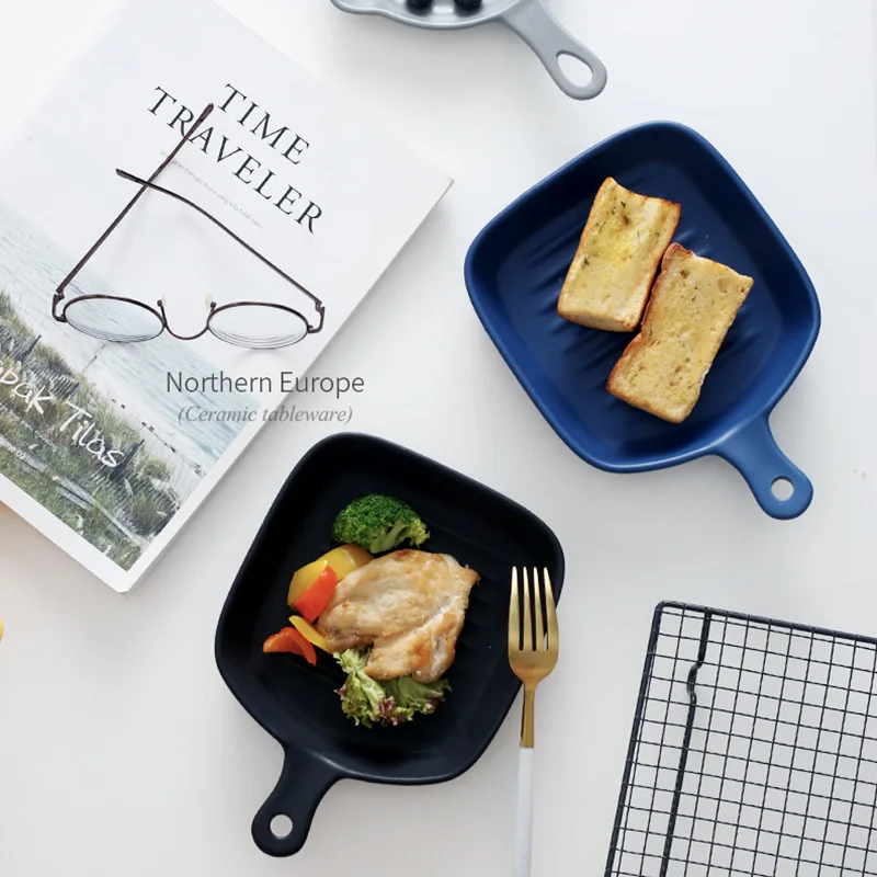 Матовая керамическая форма для выпечки круглая тарелка паста лазанья сковорода