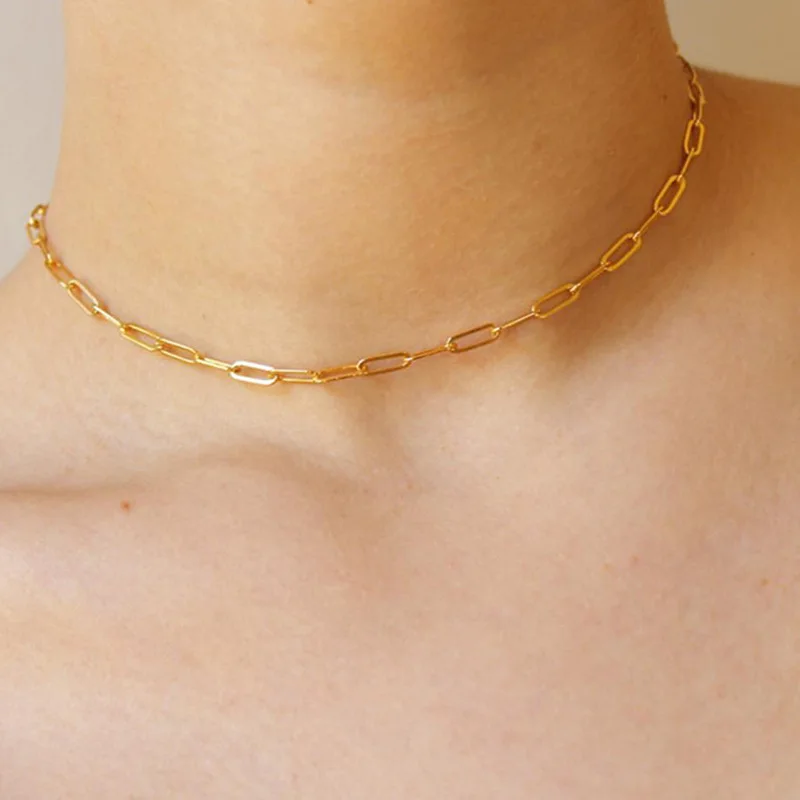 

High End Stainless Steel Jewelry Link Chain Choker Necklace For Women