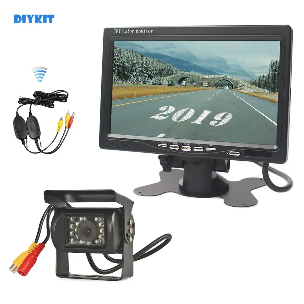 

DIYKIT беспроводной 7 "автомобильный монитор заднего вида ИК ночного видения Водонепроницаемый CCD Автомобильная камера для автобус грузовики ...