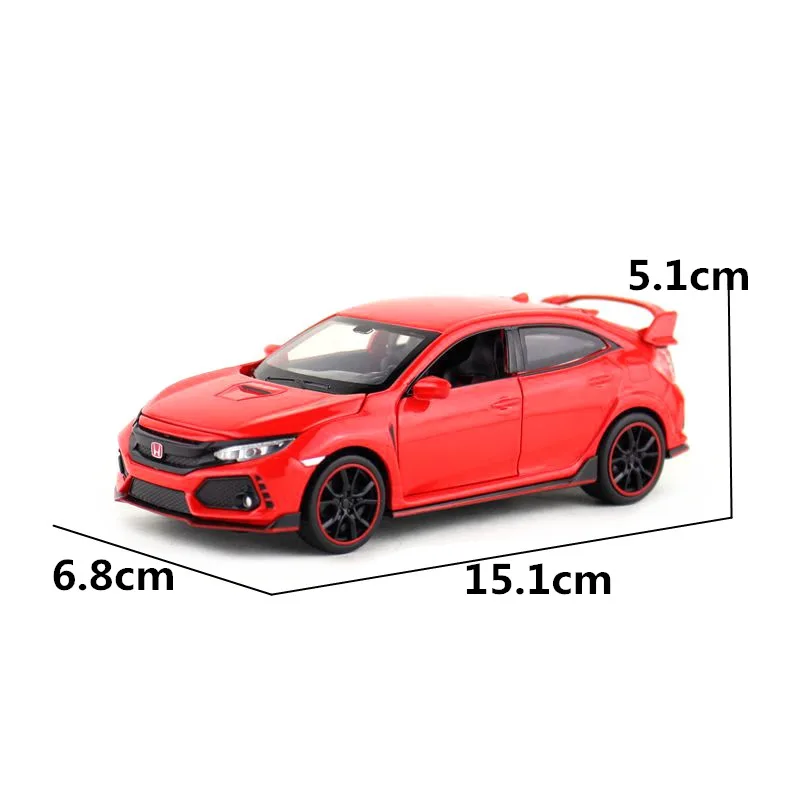 1:32 Масштаб/Литье под давлением металлическая игрушка/Honda Civic Тип R гоночный автомобиль/звук и свет/оттяните назад набор для обучения/фестиваль подарок для ребенка
