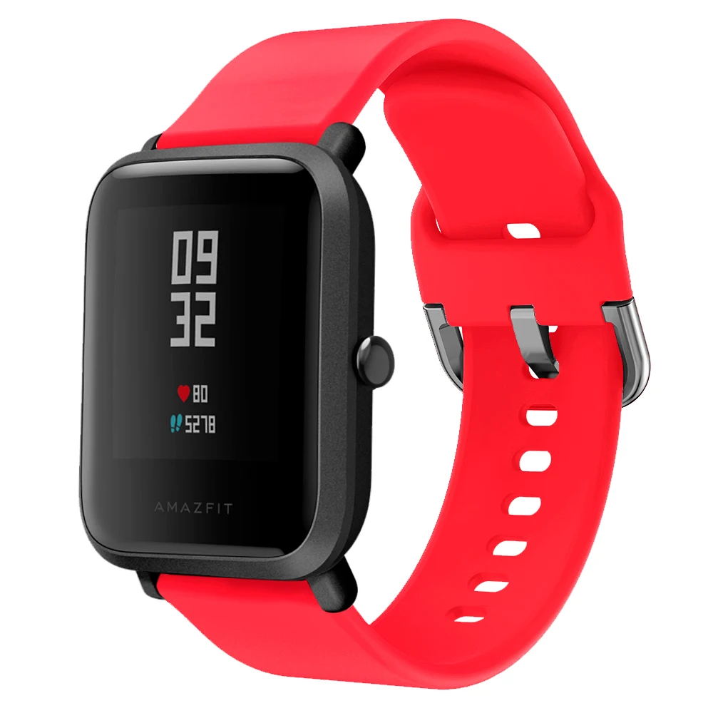 Силиконовый мягкий ремешок для Xiaomi Huami Amazfit Bip BIT Lite Молодежные умные часы браслет на запястье для Amazfit gts ремешок для часов 20 мм ремешок - Цвет: Красный