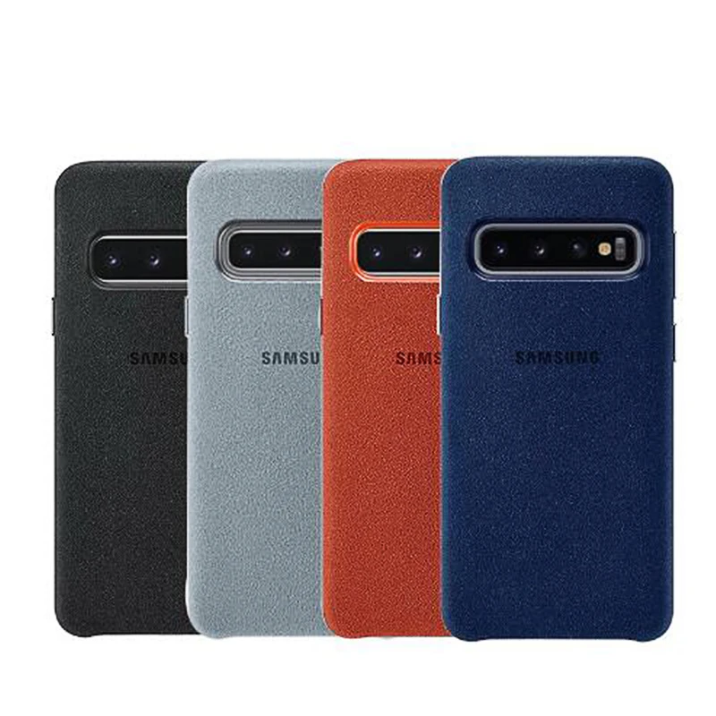 For Samsung S10 Plus case Anti-Fall Suede Leather Back Protective Cover Galaxy S10+ Phone Case With Logo |