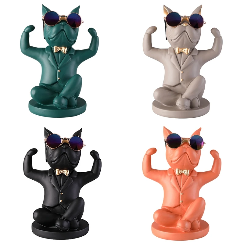 

Bulldog Animal Figurines Wine Cup Holder Table Ornaments Dog Model Statue Home Decoration Accessories Living Room