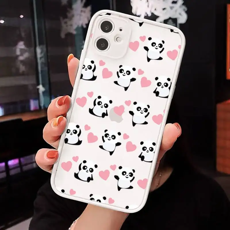 

panda Phone Case Matte Transparent for iPhone 7 8 11 12 s mini pro X XS XR MAX Plus cover funda