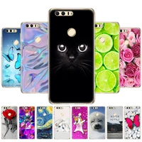 cover phone case for huawei honor 8 soft tpu silicone back cover 360 full protective printing clear coque cat flower