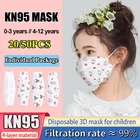 Детская маска-респиратор KN95, одноразовая Корейская 4-слойная детская маска с мультяшным 3D-принтом рыбы, KN95
