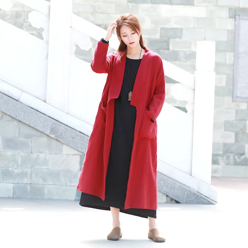 Кимоно длинная рубашка-блузка женская с длинным рукавом Осень 2018 плюс размер