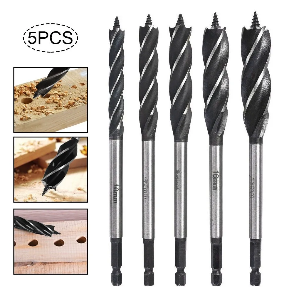 

5pcs Cut Spade Bits Auger Drill Bits Carpentry Reamer Woodworking Chamfer End Milling Hole Wood Holesaw Joiner Carpenter Tool