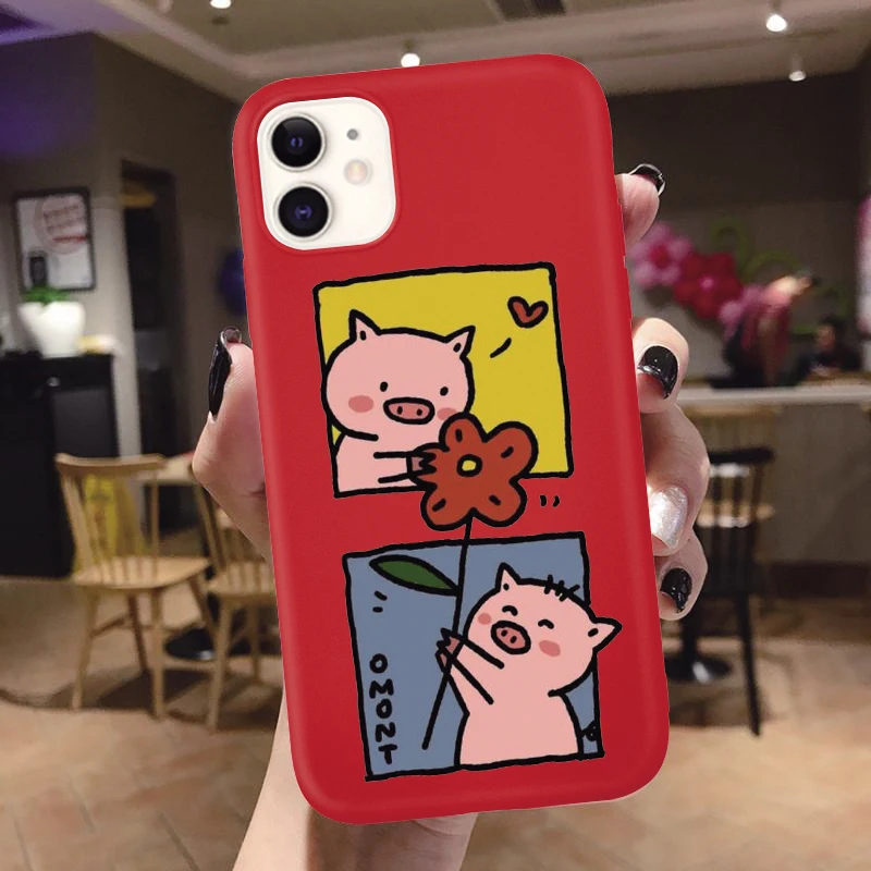 

Funny Cartoon Pig clear Phone Case For iphone 12 Pro XS MaxX XR Case For iphone 6 S 7 8 plus11 Pro Soft Cover Cute Couple Cases