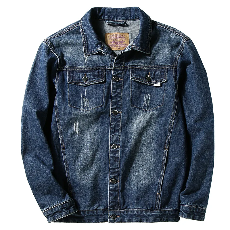 

2020 Spring and Autumn Plus Size Men's Wear Plus Fat Denim Jacket Jacket Men's Trend Casual Cotton Loose Plus Size Jacket S-7XL