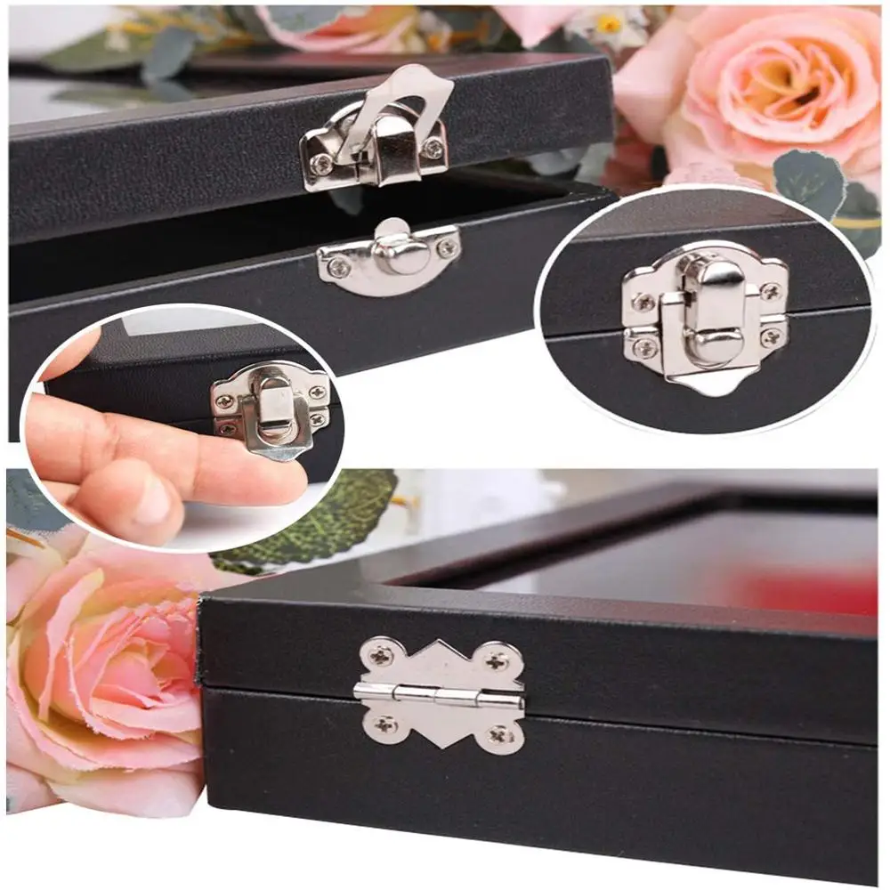 

20 Hooks Necklace Tray Storage Box Jewelry Display Stackable Glass Top Lockable Black Velvet Boxes Necklace Holder Box With Lock