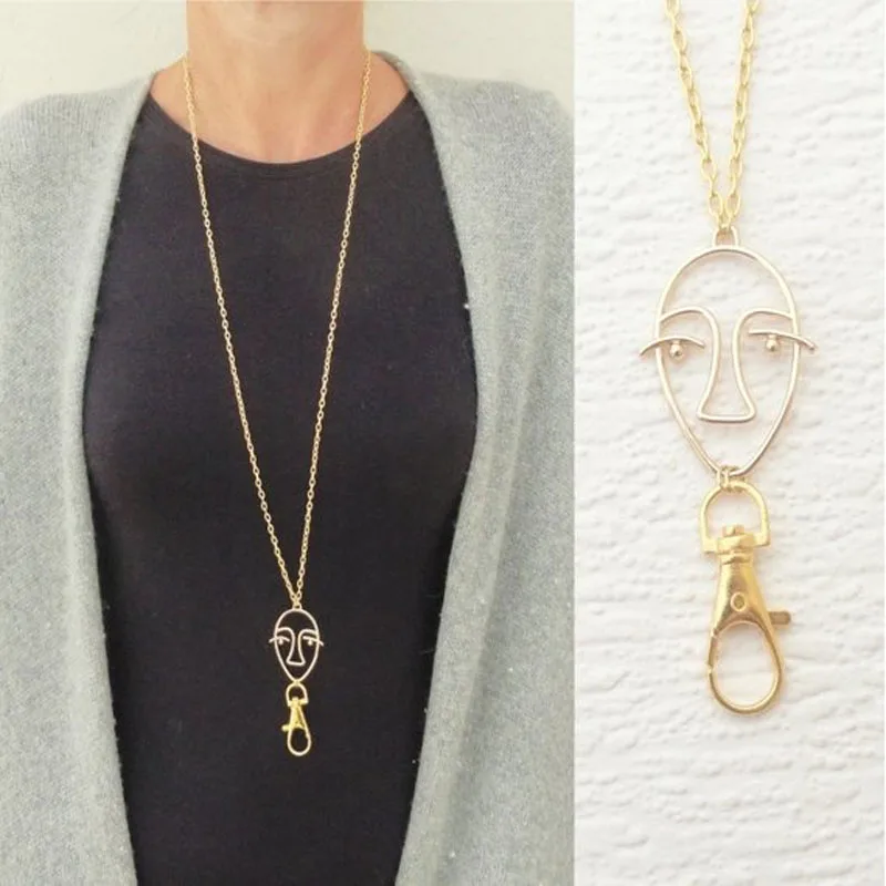 Золотой ИД держатель карты Цепочки и ожерелья абстрактный уход за кожей лица